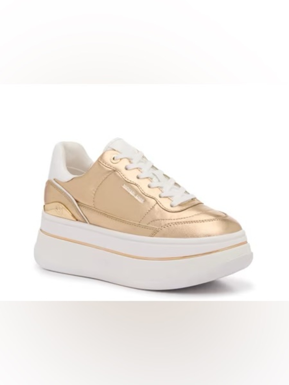 Michael Kors Metallic Gold and White Platform Sneaker